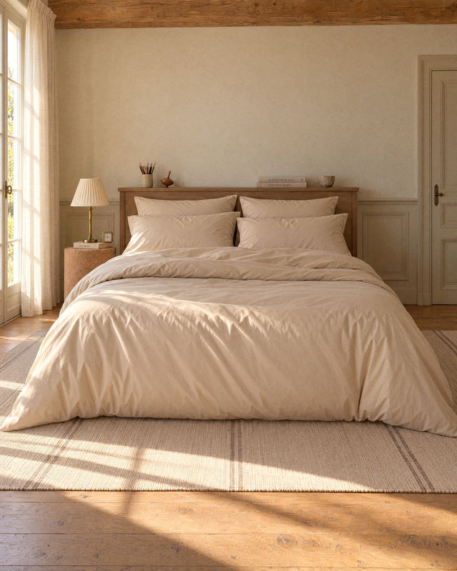 Taies d'oreiller X2 en Percale de coton - Beige
