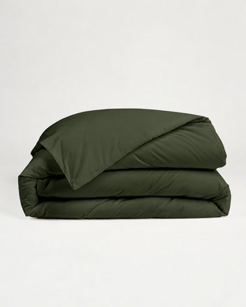 Dejorine - Housse de couette en Percale de Coton - Teinte Brume forestière - Couleur Vert sapin
