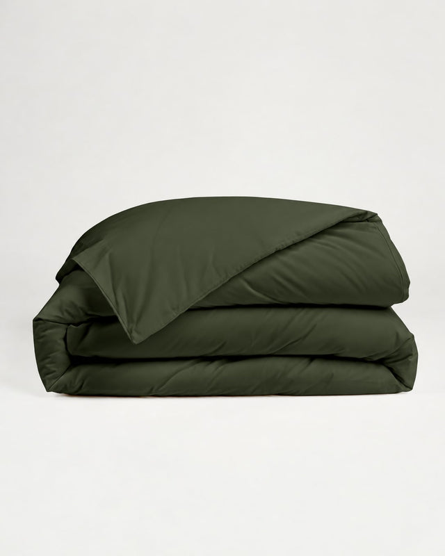 Dejorine - Housse de couette en Percale de Coton - Teinte Brume forestière - Couleur Vert sapin