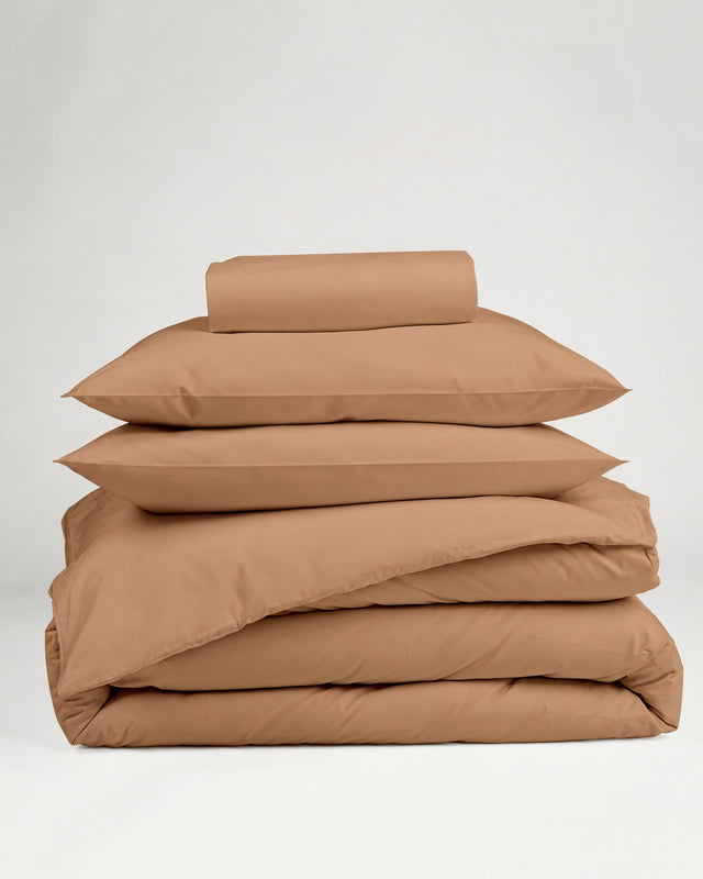 Parure de lit en Percale de coton - Marron