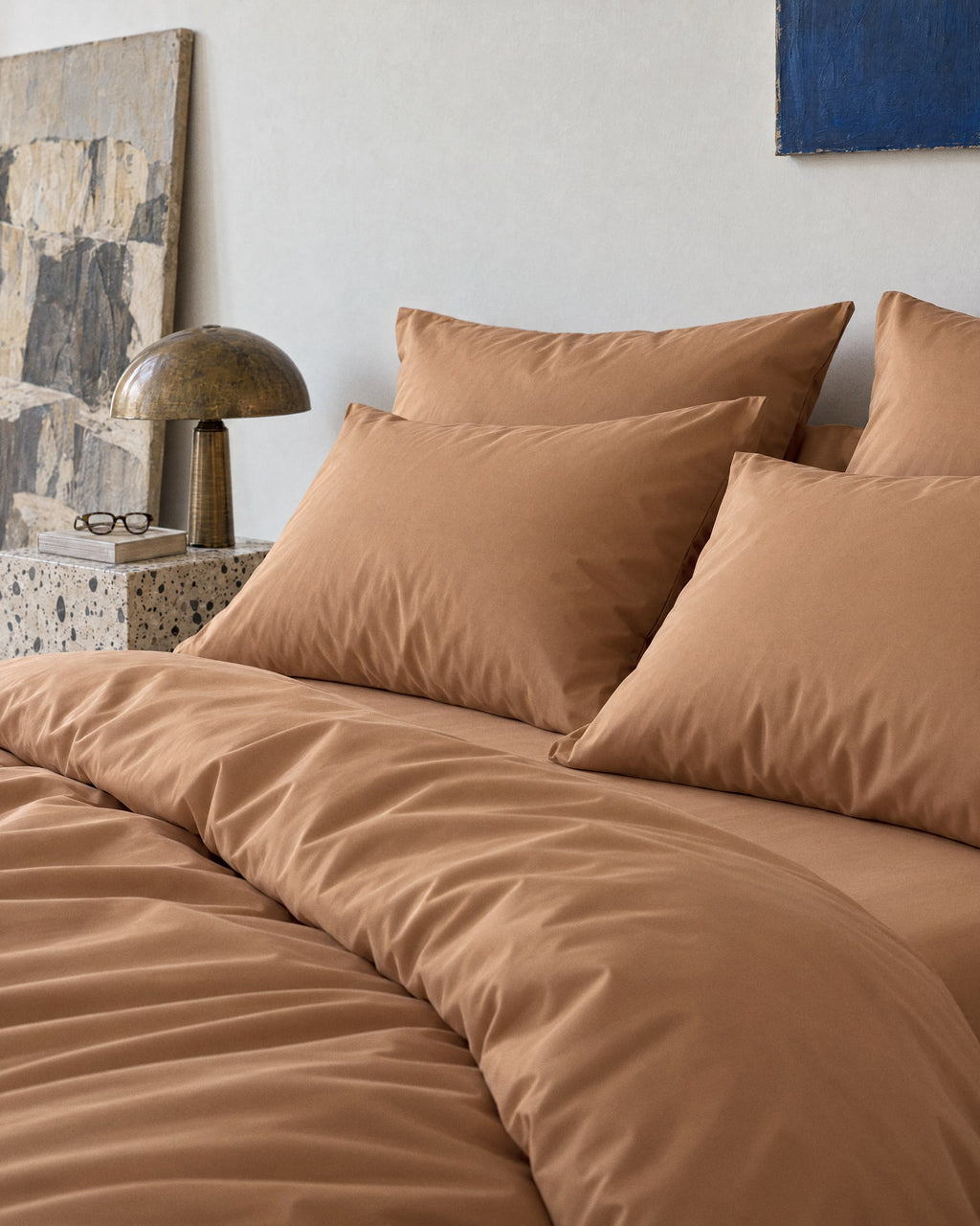 Taies d'oreiller X2 en Percale de coton - Marron