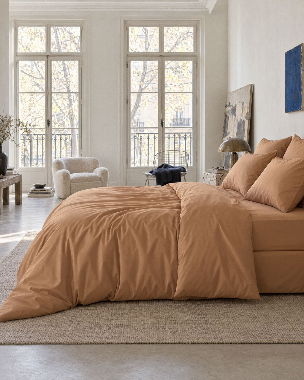 Drap housse en Percale de coton - Marron
