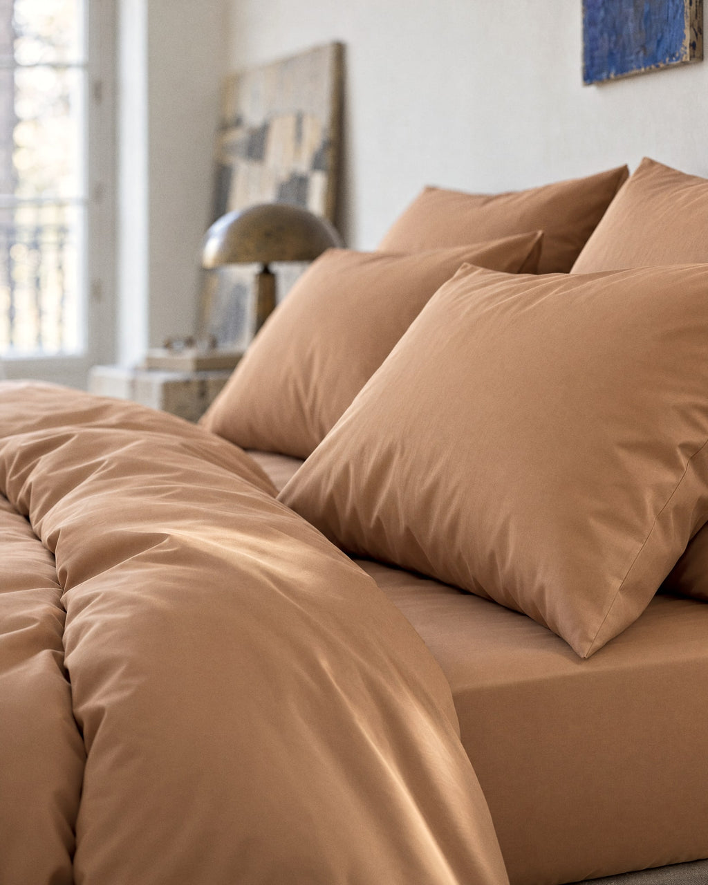Taies d'oreiller X2 en Percale de coton - Marron