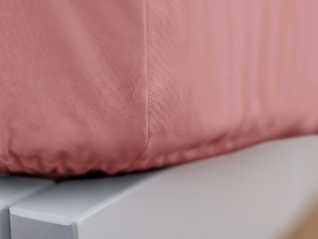 Dejorine - Drap housse en Percale de Coton - Teinte Grenat d'antan - Couleur Rose Rouge Foncé