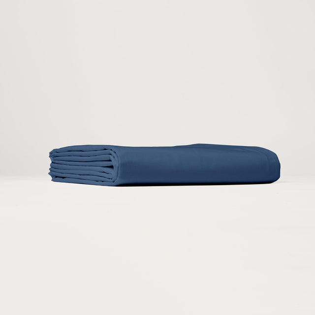 Dejorine - Drap housse en Percale de Coton - Teinte Ombre de saphir - Couleur Bleu Foncé Denim