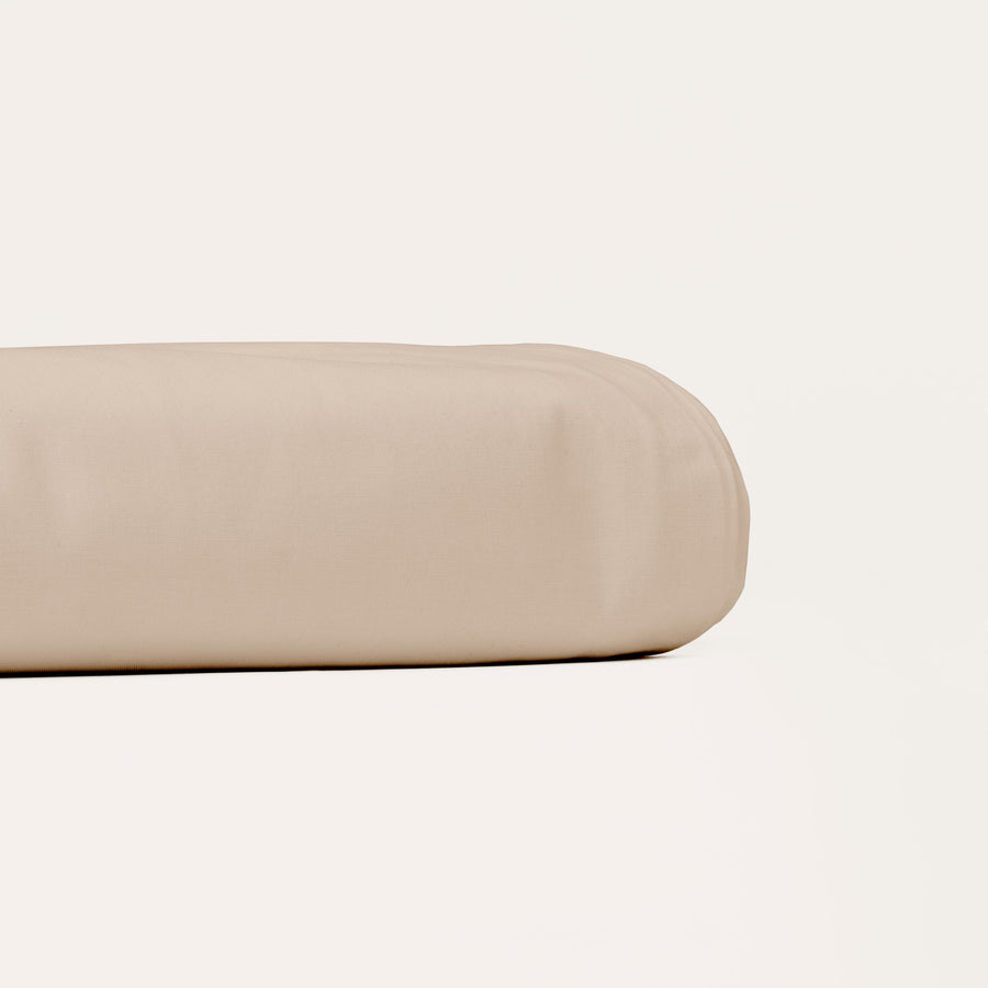 Dejorine - Drap plat en Percale de Coton - Teinte Précieux rivage - Couleur Marron Beige Clair Sable