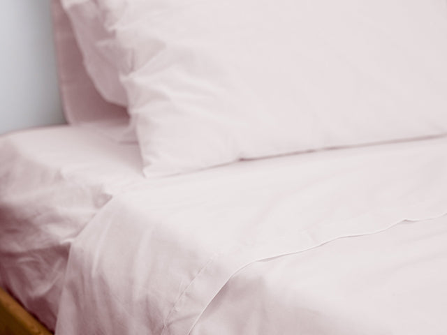 Dejorine - Drap plat en Percale de Coton - Teinte Poudre d'orchidée - Couleur Rose Clair