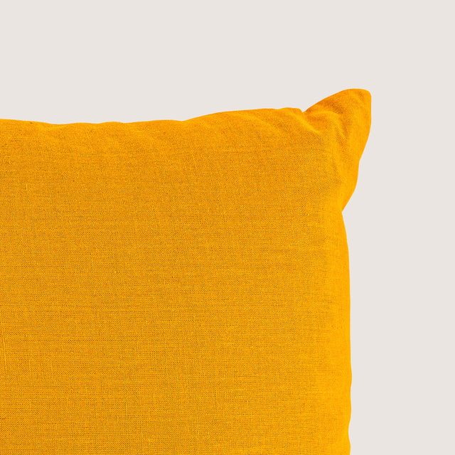 Dejorine - Housse de coussin en Lin lavé - Teinte Moutarde - Couleur Orange