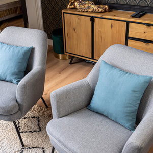 Dejorine - Housse de coussin en Lin lavé - Teinte Bleu Niagara - Couleur Bleu