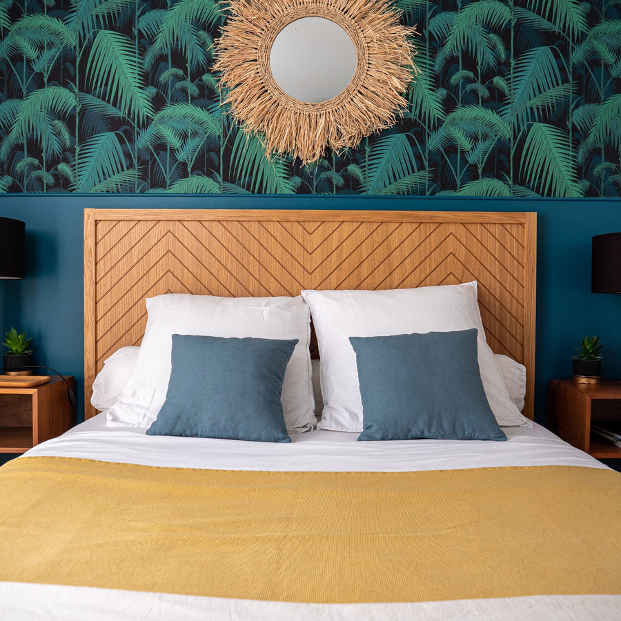 Dejorine - Housse de coussin en Lin lavé - Teinte Bleu Niagara - Couleur Bleu