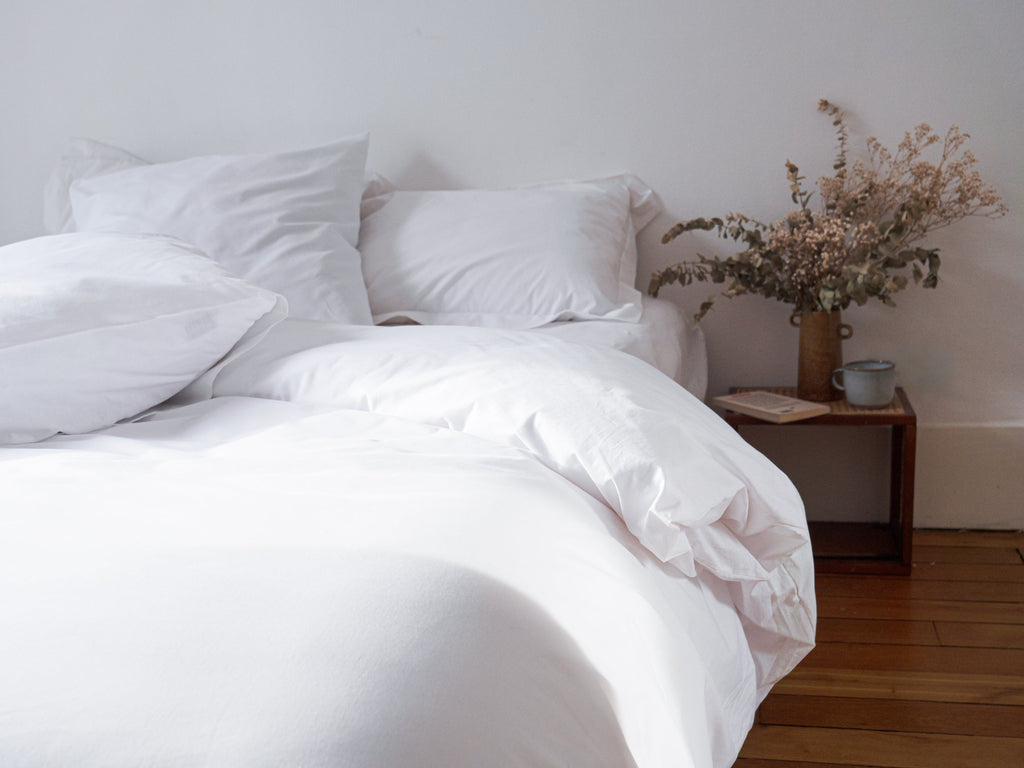 Dejorine - Housse de couette en Percale de Coton - Teinte Blanc