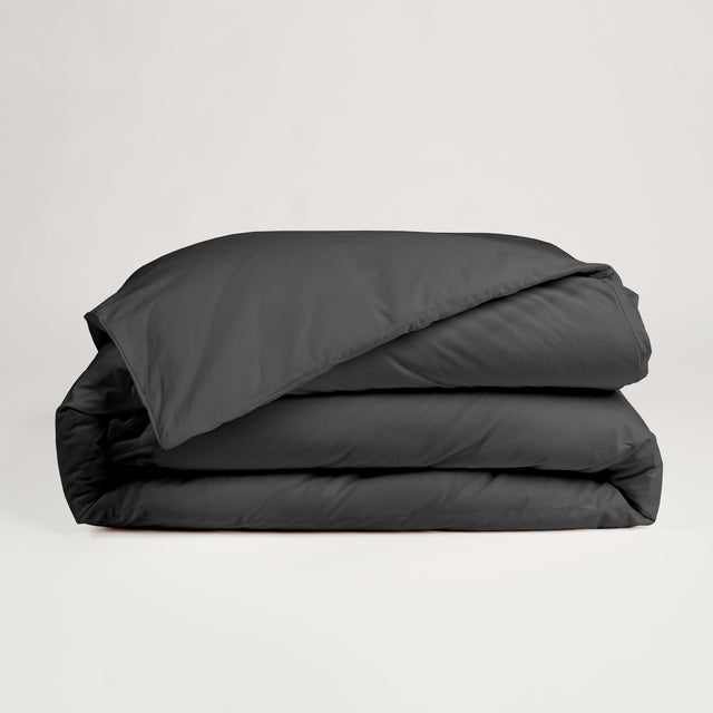 Dejorine - Housse de couette en Percale de Coton - Teinte Coeur d'ébène - Couleur Gris Anthracite