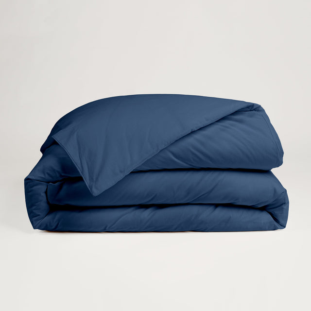 Dejorine - Housse de couette en Percale de Coton - Teinte Ombre de saphir - Couleur Bleu Foncé Denim
