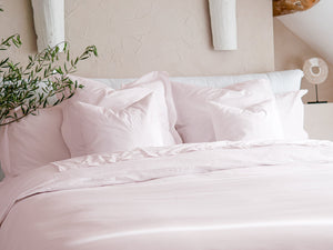 Dejorine - Housse de couette en Percale de Coton - Teinte Poudre d'orchidée - Couleur Rose Clair