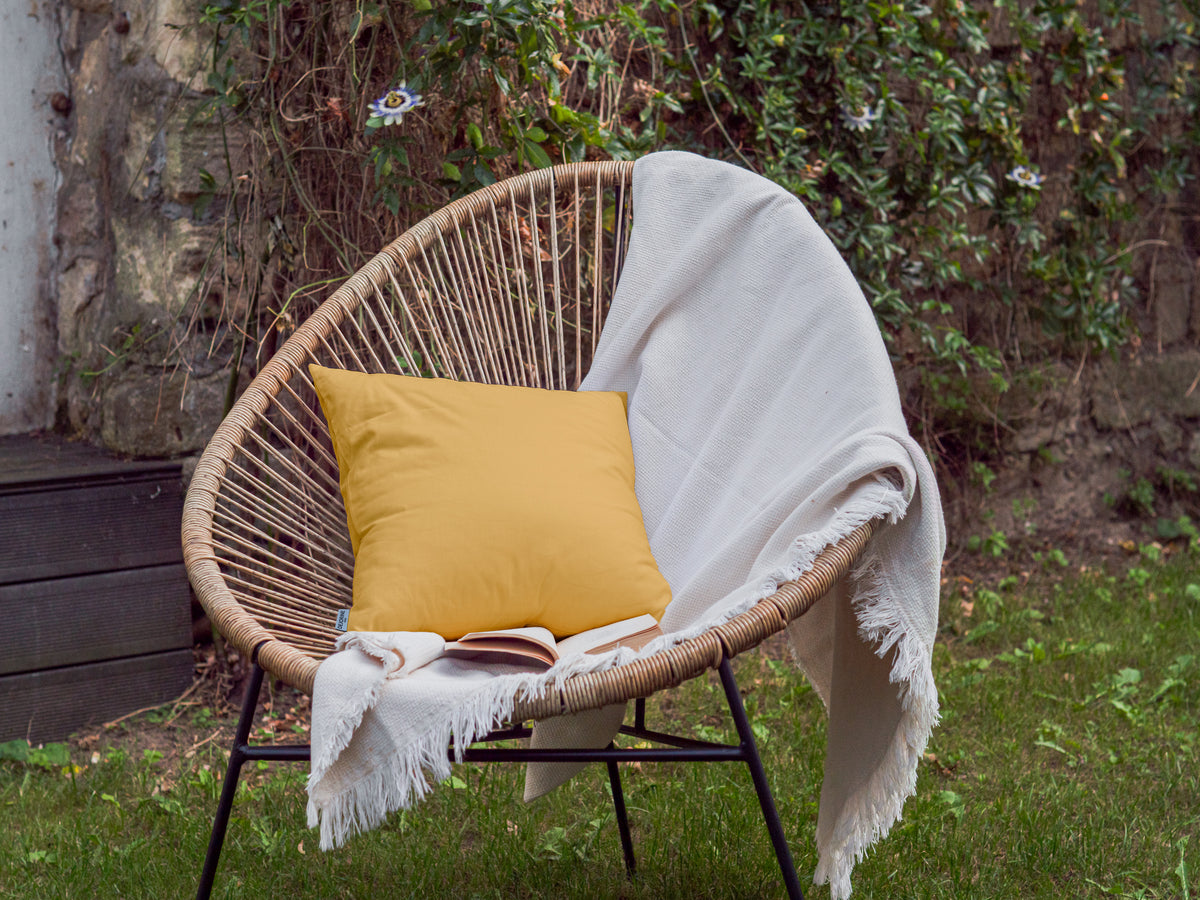 Dejorine - Housse de coussin en Coton - Teinte Ambre doré - Couleur Jaune