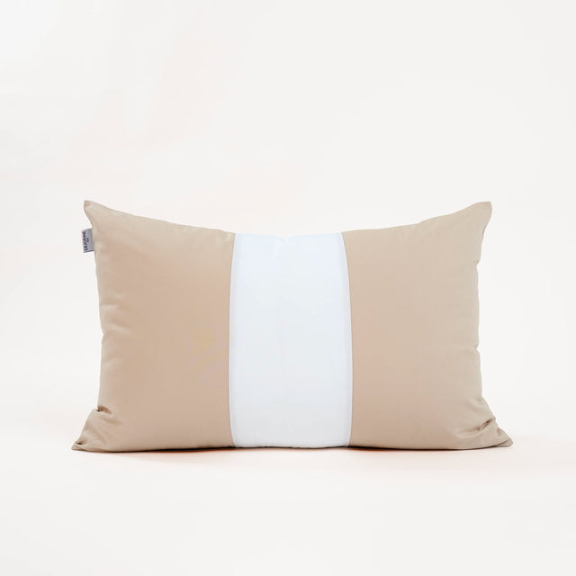 Dejorine - Housse de coussin en Percale de Coton - Couleur Beige et Blanc