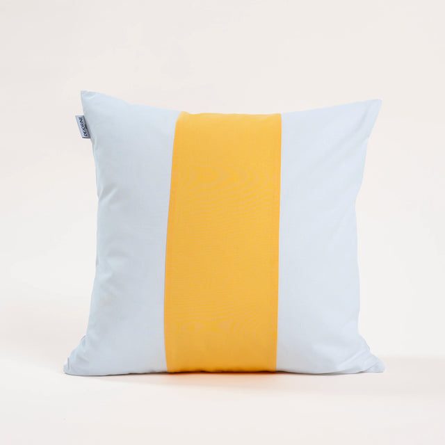 Dejorine - Housse de coussin en Coton - Couleur Blanc et Jaune