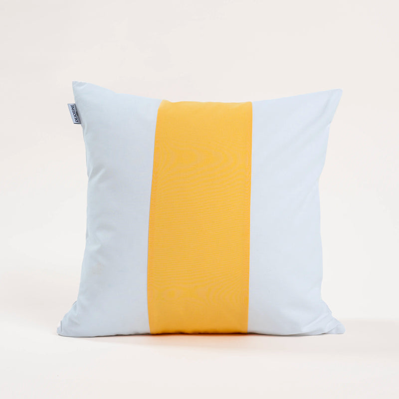 Dejorine - Housse de coussin en Coton - Couleur Blanc et Jaune