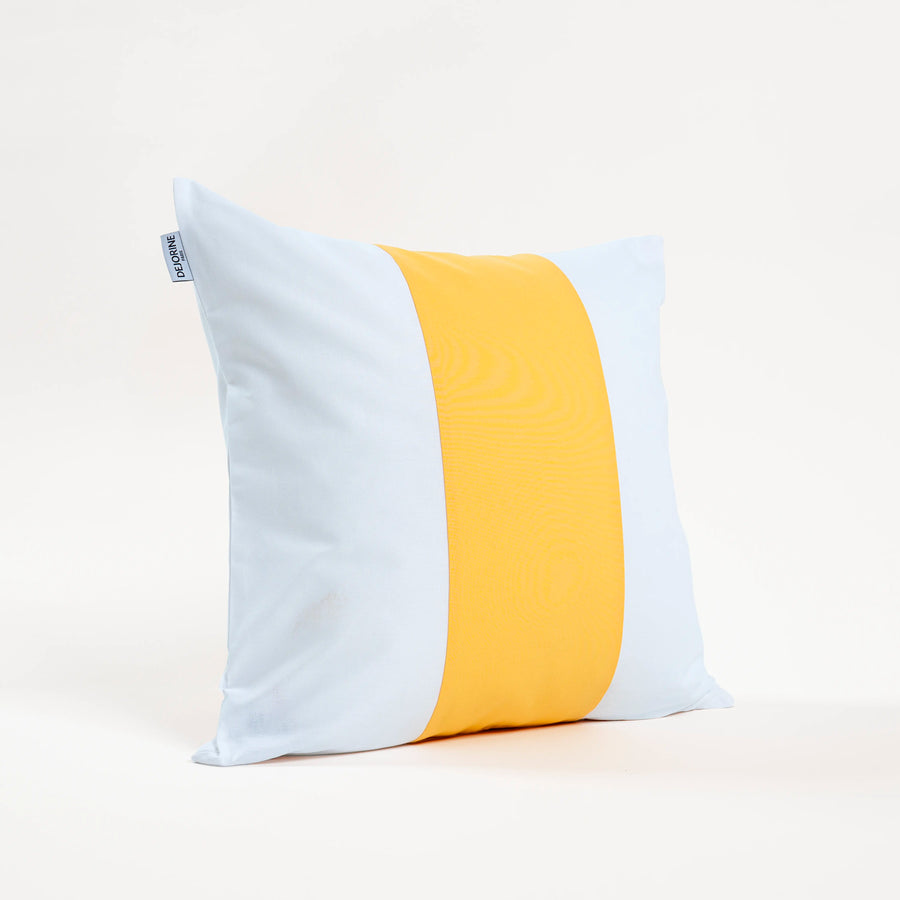 Dejorine - Housse de coussin en Coton - Couleur Blanc et Jaune