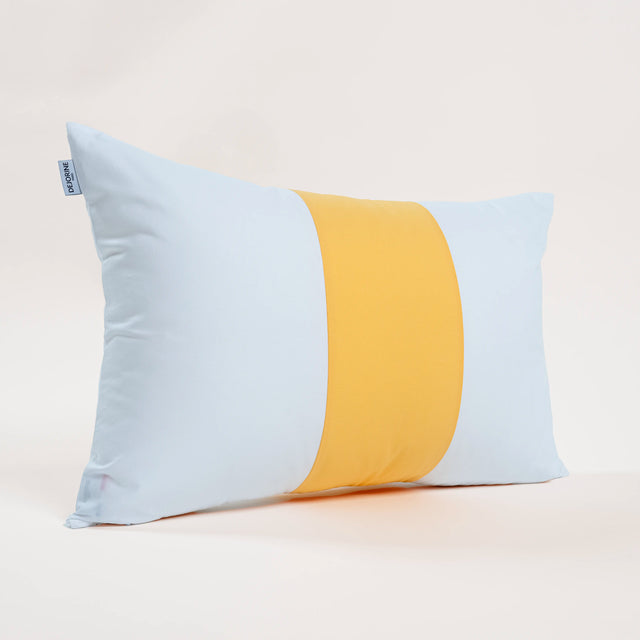 Dejorine - Housse de coussin en Coton - Couleur Blanc et Jaune