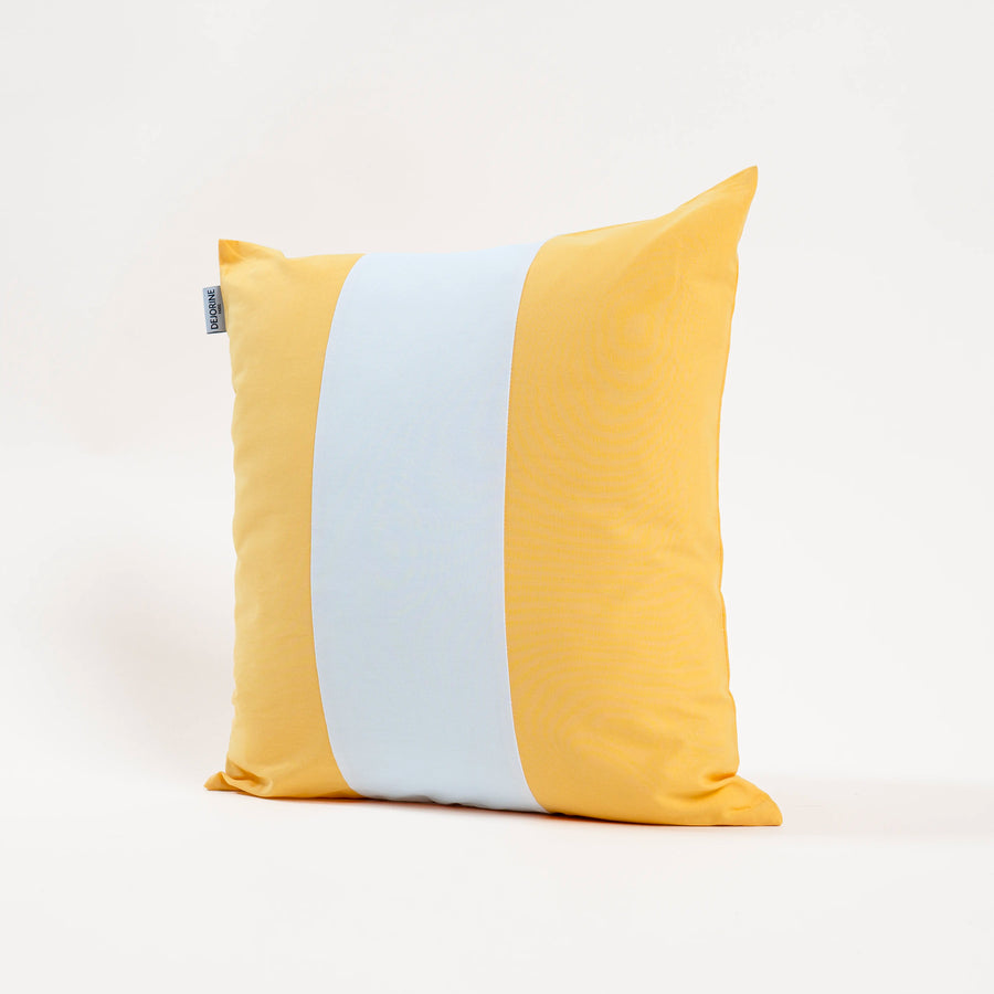Dejorine - Housse de coussin en Coton - Couleur Jaune et Blanc