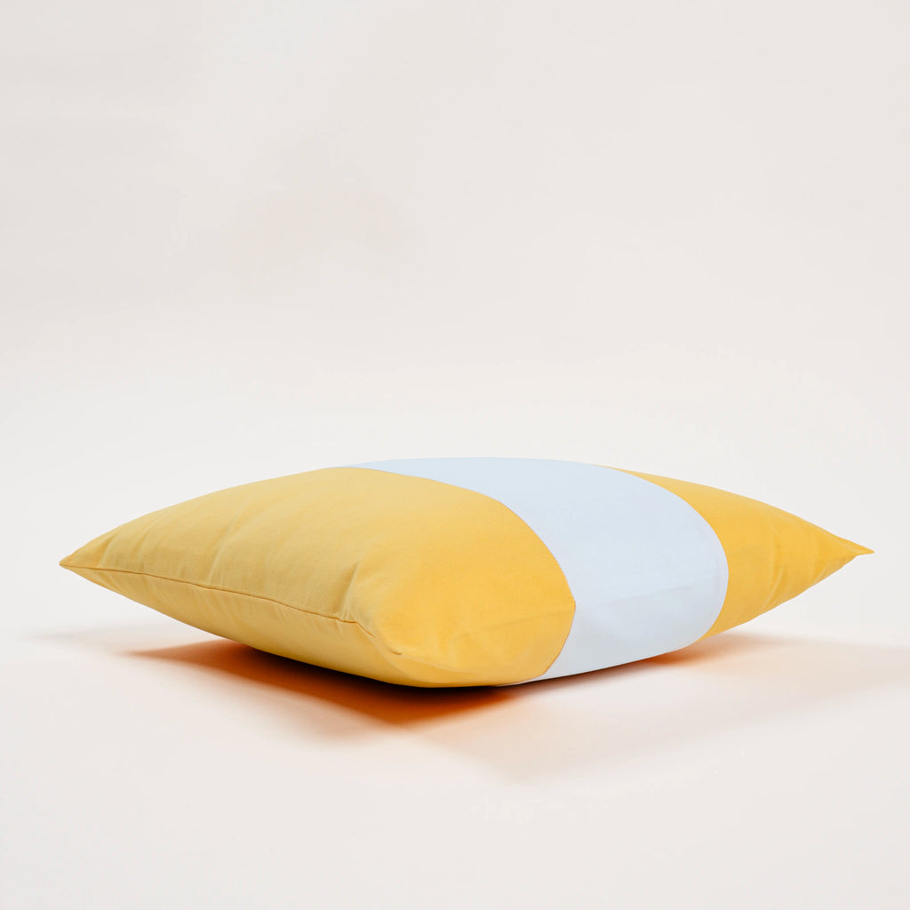 Dejorine - Housse de coussin en Coton - Couleur Jaune et Blanc
