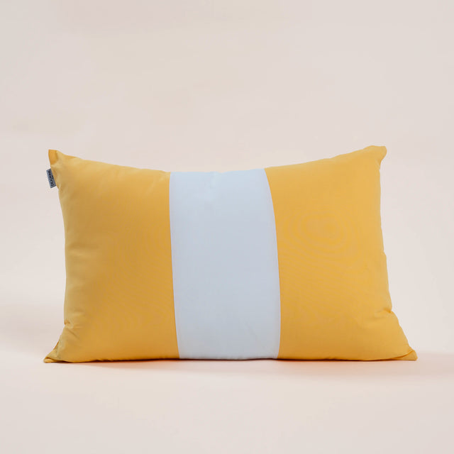 Dejorine - Housse de coussin en Coton - Couleur Jaune et Blanc