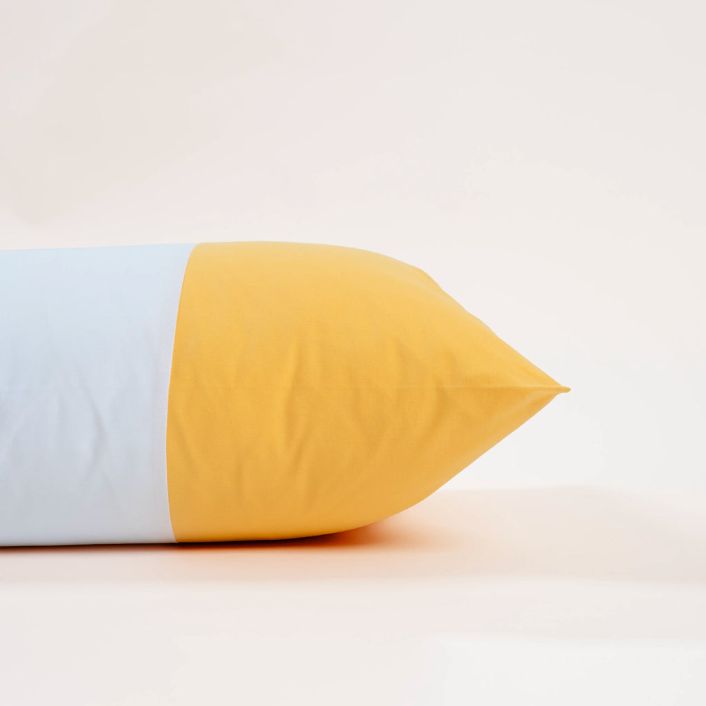 Dejorine - Housse de coussin en Coton - Couleur Jaune et Blanc