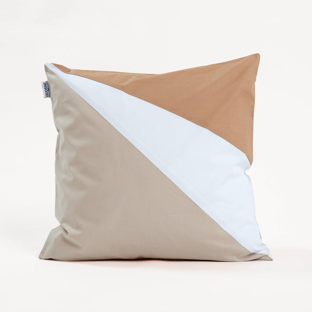 Dejorine - Housse de coussin en Percale de Coton - Couleur Marron, Beige et Blanc