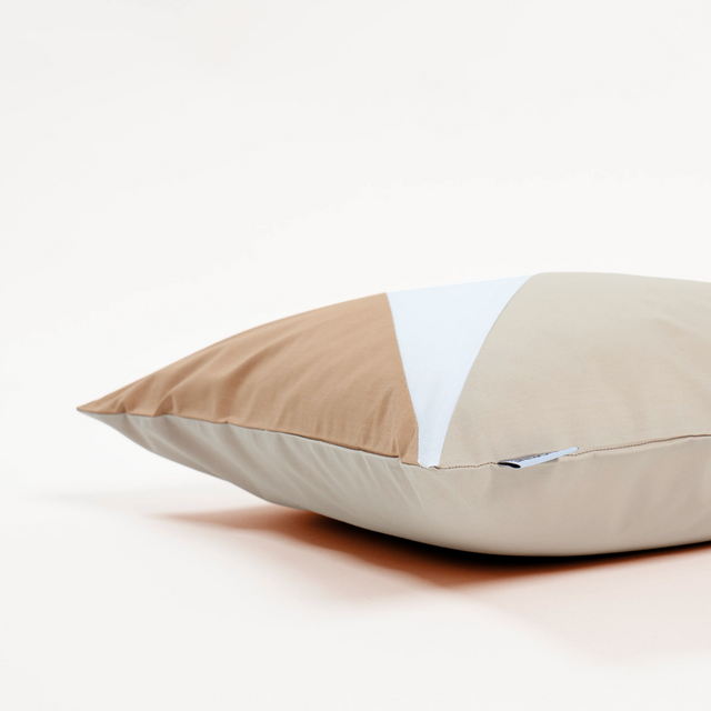 Dejorine - Housse de coussin en Percale de Coton - Couleur Marron, Beige et Blanc