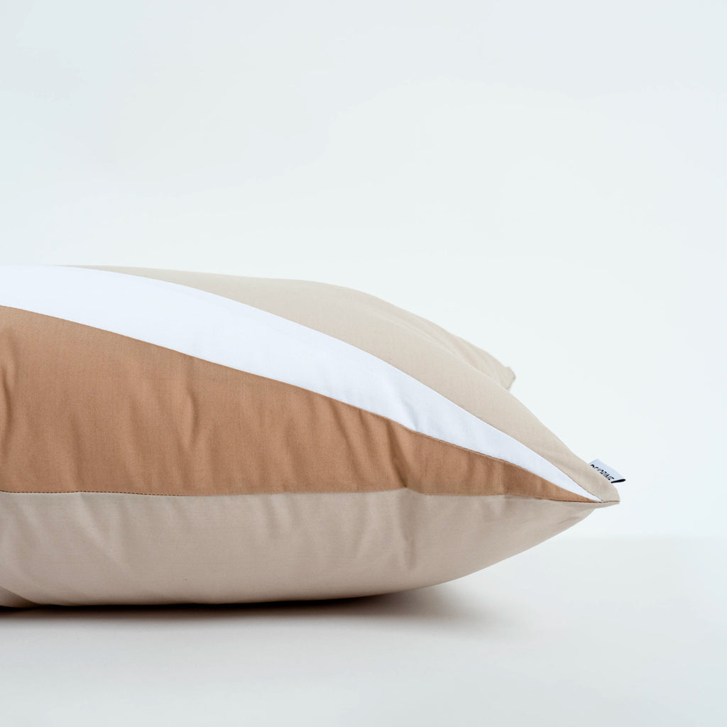 Dejorine - Housse de coussin en Percale de Coton - Couleur Marron, Beige et Blanc