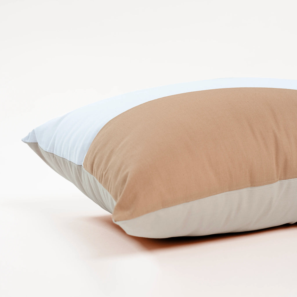 Dejorine - Housse de coussin en Percale de Coton - Couleur Marron, Beige et Blanc