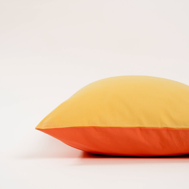 Dejorine - Housse de coussin en Coton - Biface - Couleur Jaune et Orange