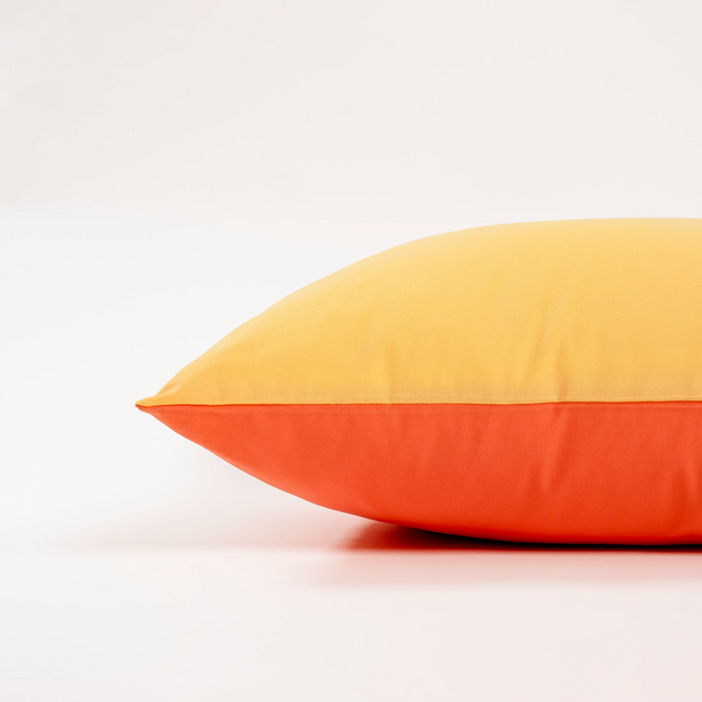 Dejorine - Housse de coussin en Coton - Biface - Couleur Jaune et Orange