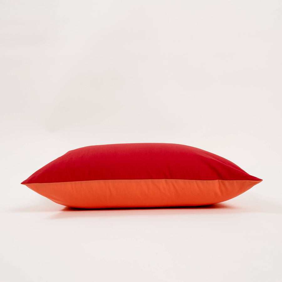 Dejorine - Housse de coussin en Coton - Biface - Couleur Rouge et Orange