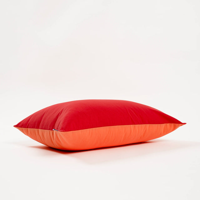 Dejorine - Housse de coussin en Coton - Biface - Couleur Rouge et Orange