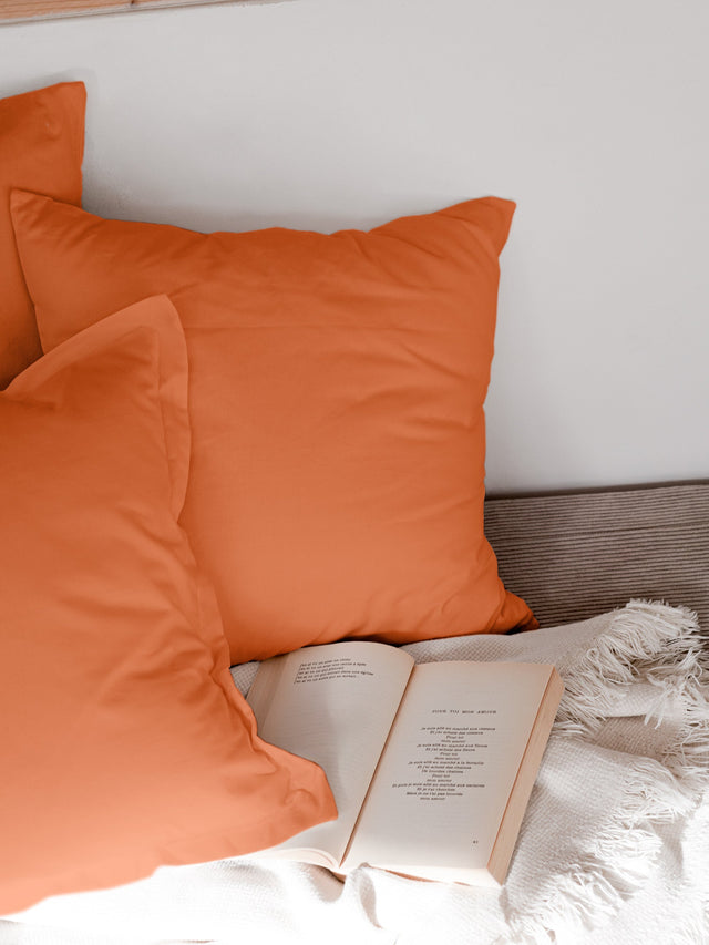 Dejorine - Housse de coussin en Coton - Teinte Mandarine impériale - Couleur Orange