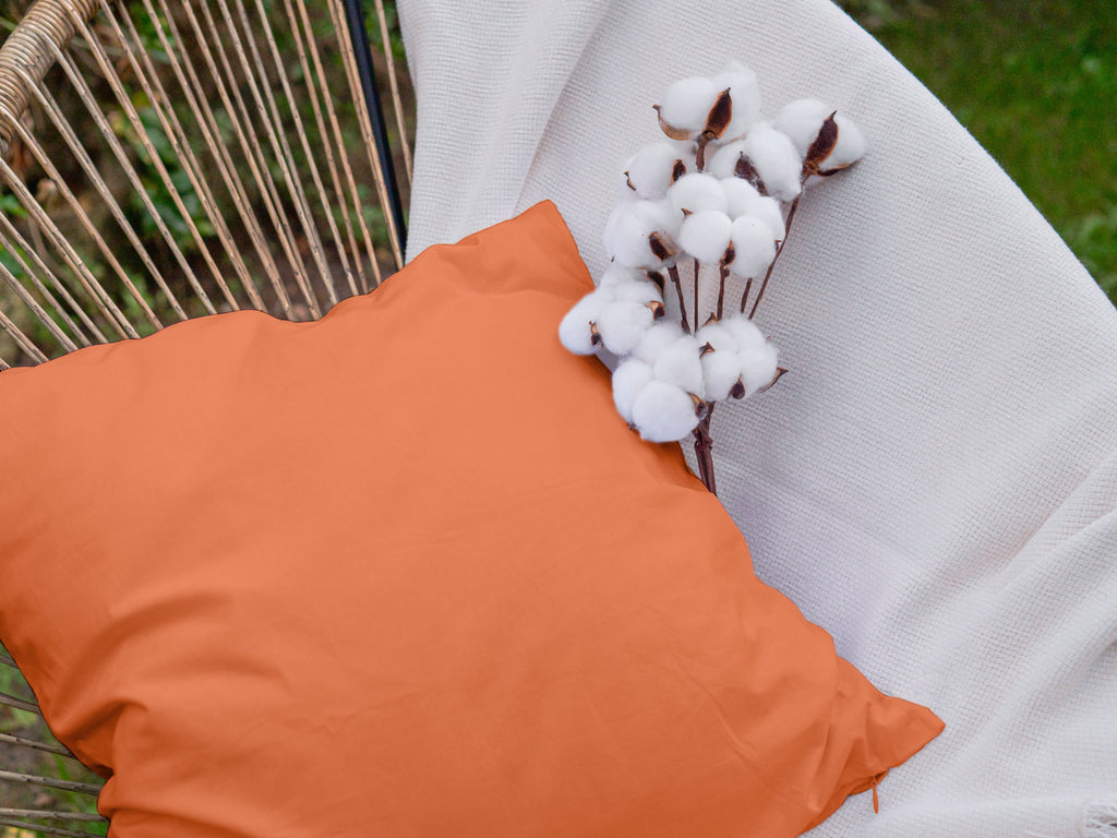 Dejorine - Housse de coussin en Coton - Teinte Mandarine impériale - Couleur Orange