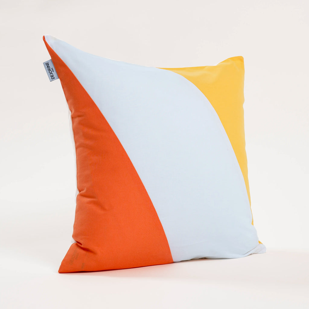 Dejorine - Housse de coussin en Coton - Couleur Orange, Jaune et Blanc
