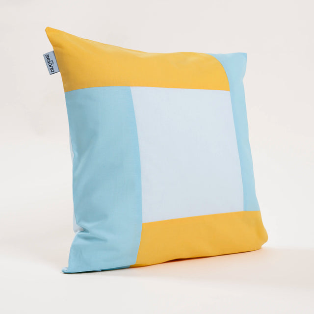 Dejorine - Housse de coussin en Coton - Couleur Jaune, Bleu et Blanc