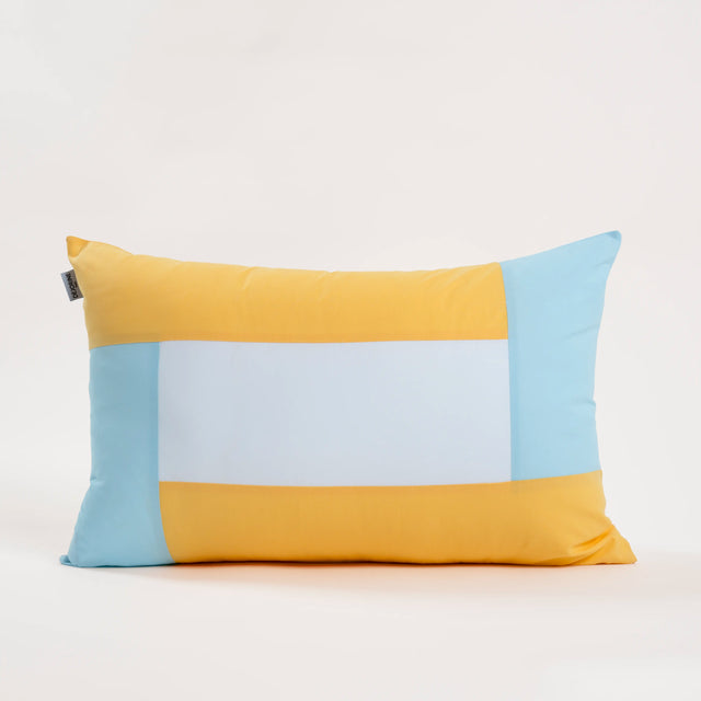 Dejorine - Housse de coussin en Coton - Couleur Jaune, Bleu et Blanc