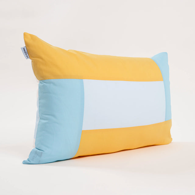 Dejorine - Housse de coussin en Coton - Couleur Jaune, Bleu et Blanc