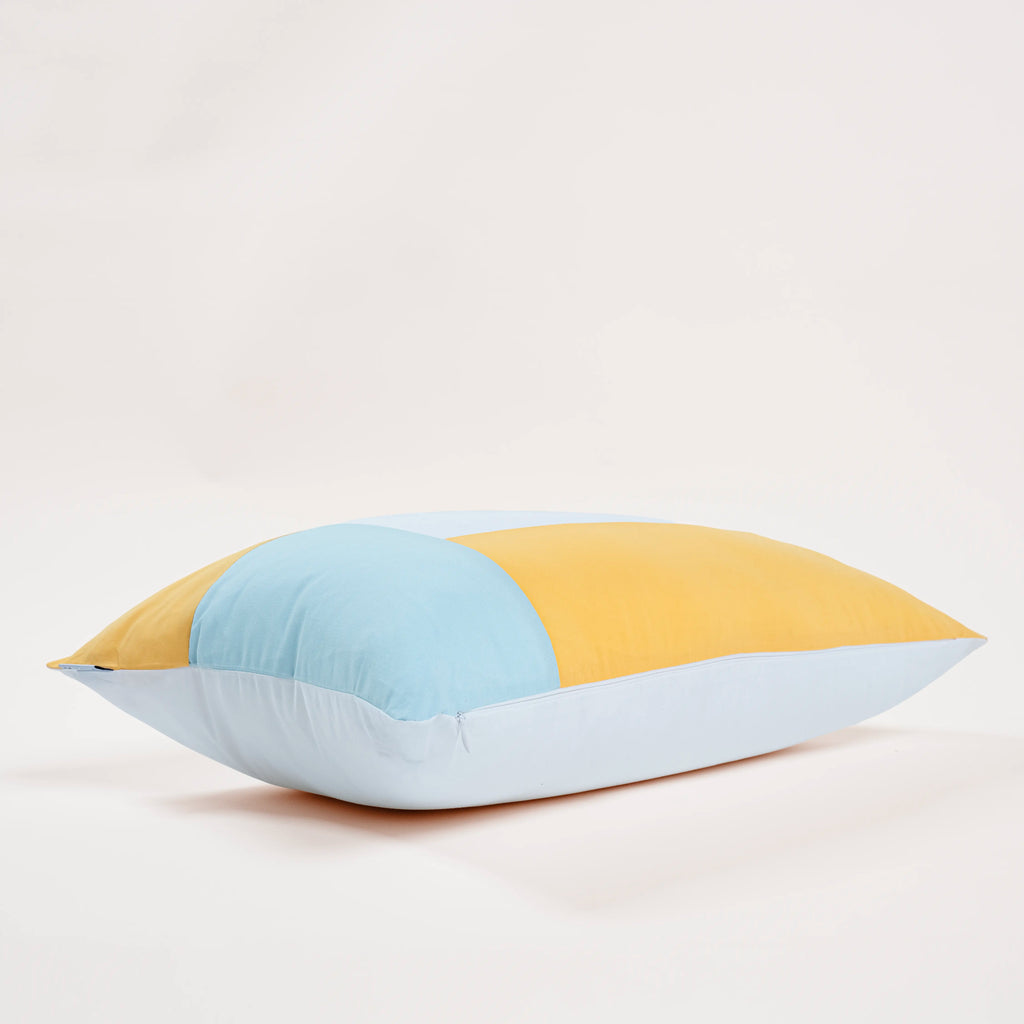 Dejorine - Housse de coussin en Coton - Couleur Jaune, Bleu et Blanc