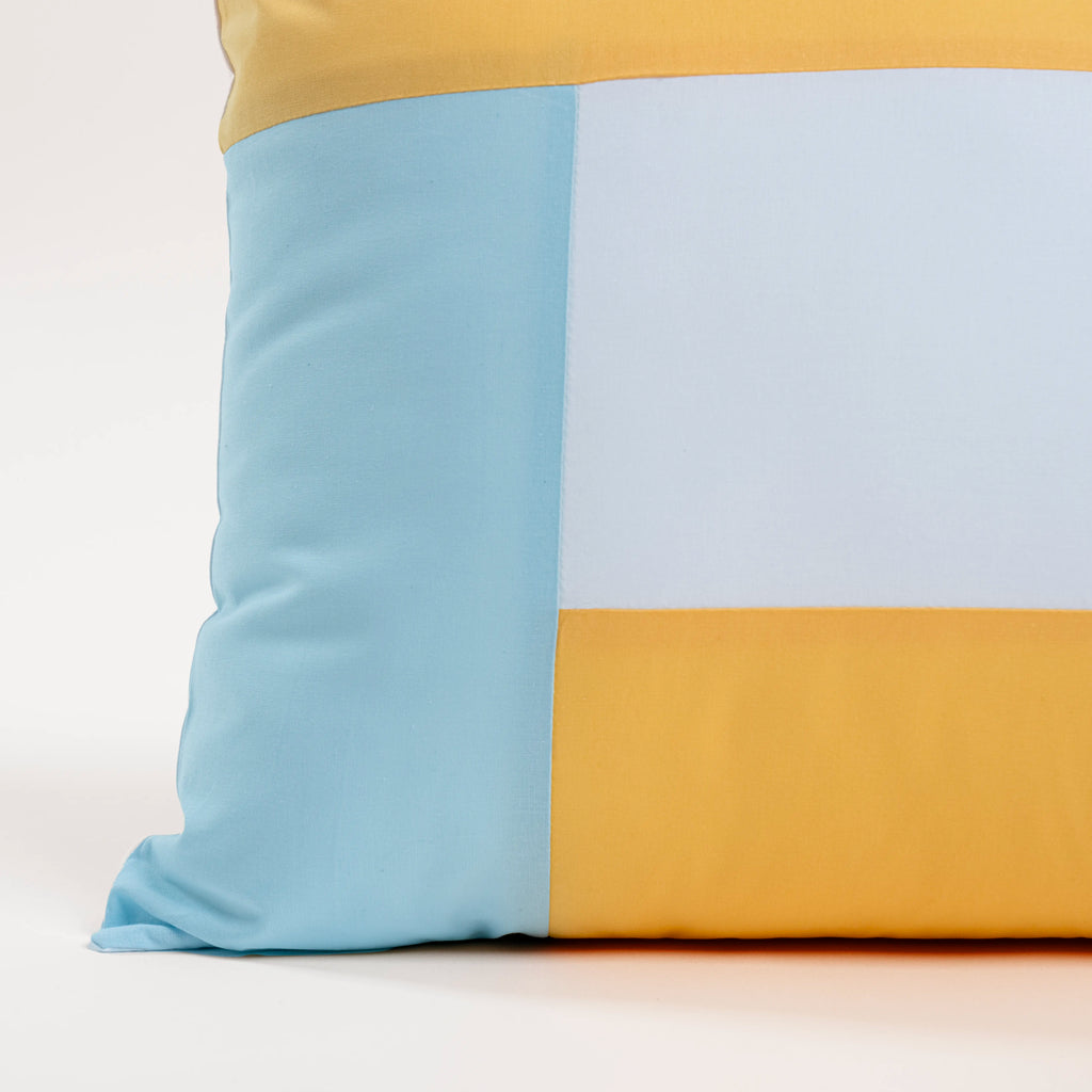 Dejorine - Housse de coussin en Coton - Couleur Jaune, Bleu et Blanc