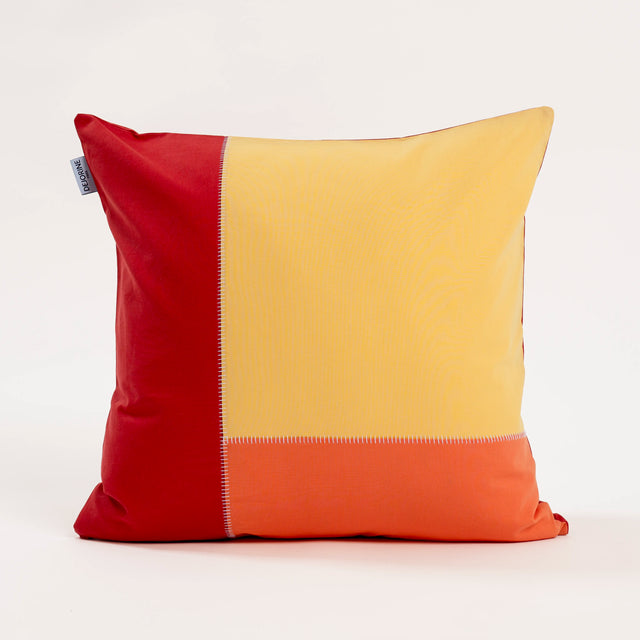 Dejorine - Housse de coussin en Coton - Couleur Rouge, Orange et Jaune avec finition flatlock