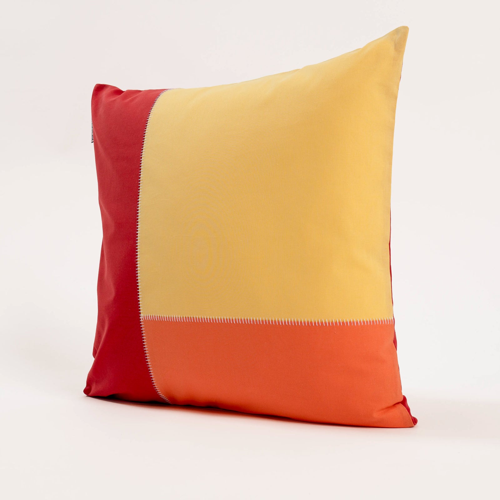 Dejorine - Housse de coussin en Coton - Couleur Rouge, Orange et Jaune avec finition flatlock