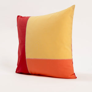 Dejorine - Housse de coussin en Coton - Couleur Rouge, Orange et Jaune avec finition flatlock