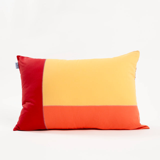 Dejorine - Housse de coussin en Coton - Couleur Rouge, Orange et Jaune avec finition flatlock