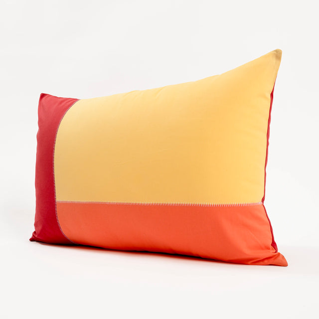 Dejorine - Housse de coussin en Coton - Couleur Rouge, Orange et Jaune avec finition flatlock