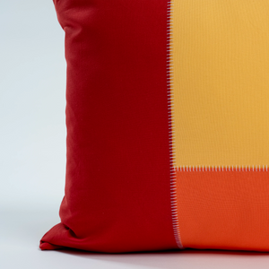 Dejorine - Housse de coussin en Coton - Couleur Rouge, Orange et Jaune avec finition flatlock